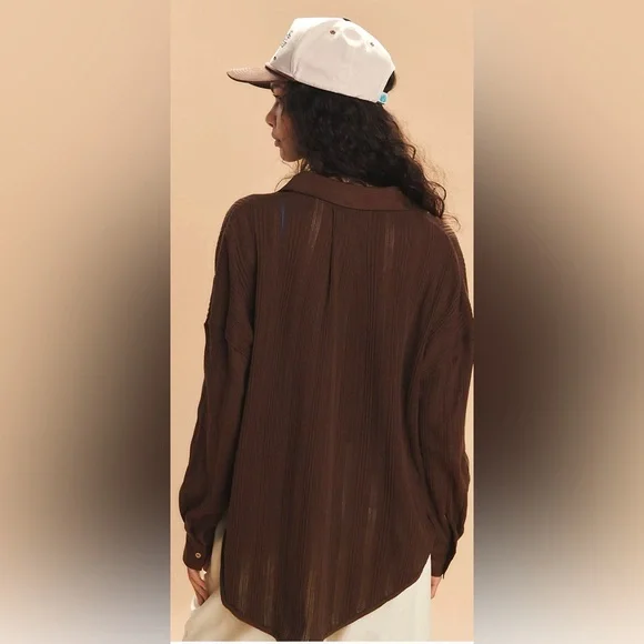 98-Free People Scottie Top (missing 4th button but comes with extra button) - Picture 2 of 4